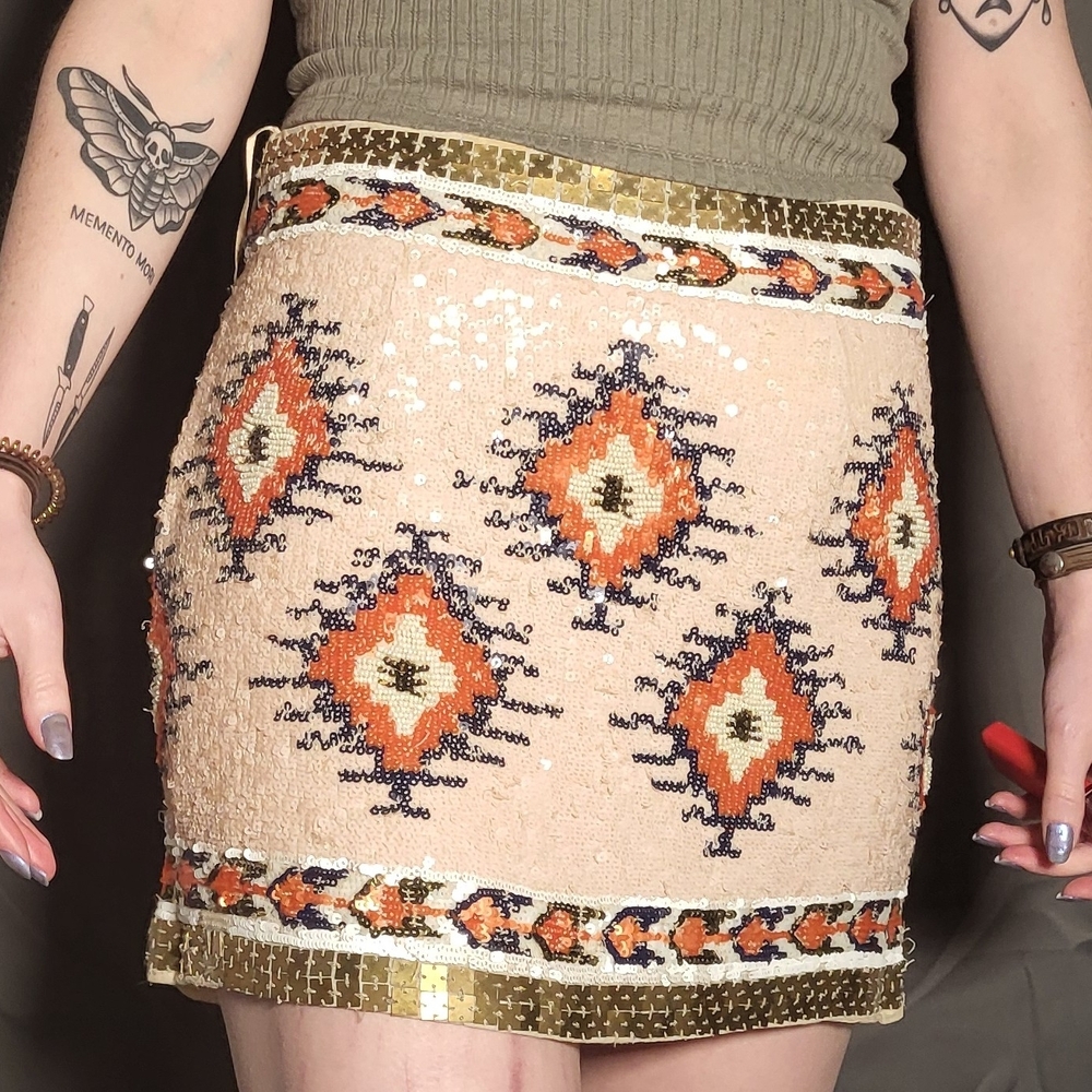 Embroidered Sequin Mini Skirt - Picture 5 of 5